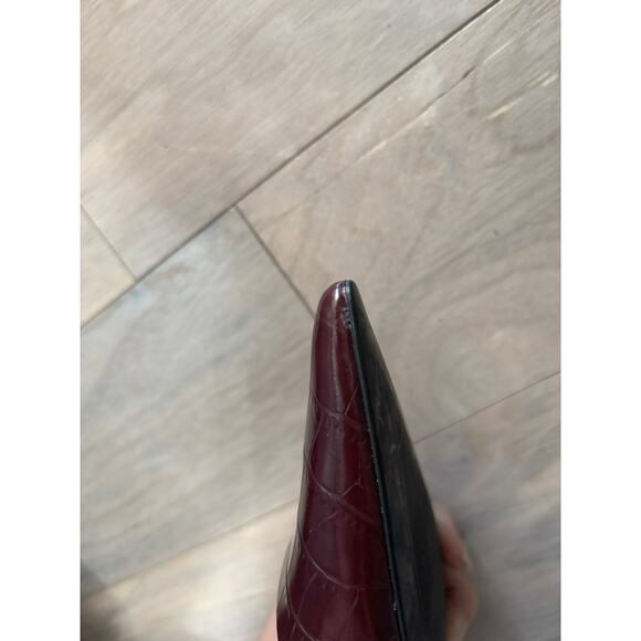 Mango MNG Crocodile Kitten Heel Shoes Burgundy Size 10 Slingback Pointed - Picture 8 of 8